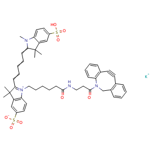 Chemical structure of DiSulfo-Cy5 DBCO(Methyl) , CAS 2907769-69-9, AChemBlock AD287096