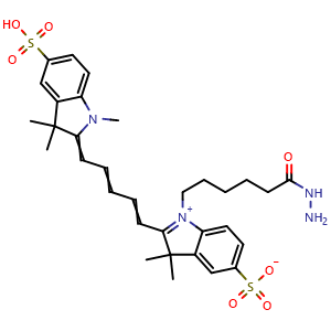 Chemical structure of DiSulfo-Cy5 hydrazide , CAS 2055138-61-7, AChemBlock AD287105