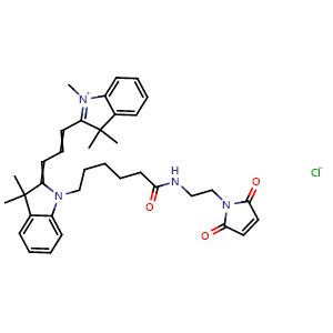Chemical structure of Cyanine3 maleimide , CAS 1838643-41-6, AChemBlock AD287106
