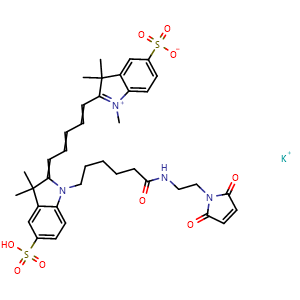 Chemical structure of DiSulfo-Cy5 maleimide , CAS 2242791-82-6, AChemBlock AD287108