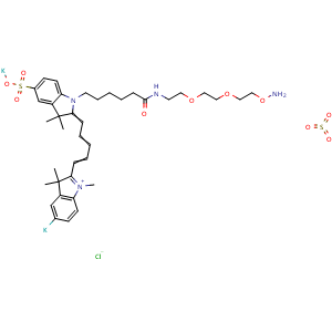 Chemical structure of DiSulfo-Cy5-PEG3-O-NH2 , AChemBlock AD287113