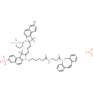 Chemical structure of TriSulfo-Cy3.5-DBCO , AChemBlock AD287114
