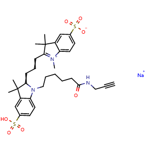 Chemical structure of DiSulfo-Cy3 alkyne , CAS 2055138-88-8, AChemBlock AD287115