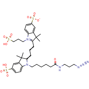 Chemical structure of TriSulfo-Cy3 azide , CAS 1801695-56-6, AChemBlock AD287120