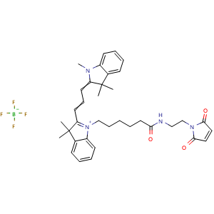 Chemical structure of Cyanine3 maleimide tetrafluoroborate , CAS 2755154-93-7, AChemBlock AD287126