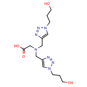 Chemical structure of Bis((1-(3-hydroxypropyl)-1H-1,2,3-triazol-4-yl)methyl)glycine , CAS 2996068-41-6, AChemBlock AD287138