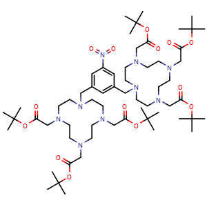 Chemical structure of Nitrobenzene-Bis[DOTA-(COOt-Bu)3] , CAS 1175002-75-1, AChemBlock AD287143