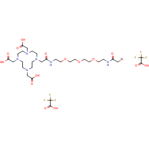 Chemical structure of DOTA-tri(acid)-amido-PEG3-bromoacetamide , AChemBlock AD287150