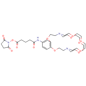 Chemical structure of Diaza-30-crown-10[11.11.8]-benzoglutaric NHS ester , AChemBlock AD287167