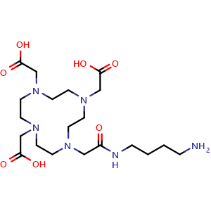 Chemical structure of DOTA-C4-NH2 , CAS 753421-63-5, AChemBlock AD287175