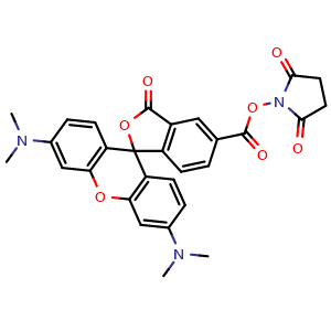 Chemical structure of 5-TAMRA NHS ester , CAS 321862-17-3, AChemBlock AD287198