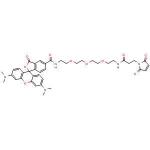 Chemical structure of TMR-PEG3-Mal , AChemBlock AD287200