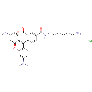 Chemical structure of 5-TAMRA amine , CAS 2158336-48-0, AChemBlock AD287205