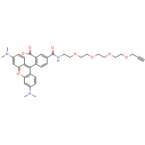 Chemical structure of 5-TAMRA-PEG4-alkyne , CAS 1225057-68-0, AChemBlock AD287207
