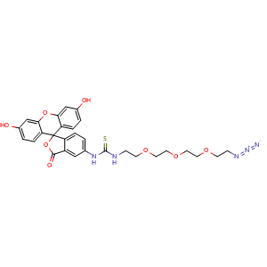 Chemical structure of 5-FITC-PEG3-azide , CAS 1402745-37-2, AChemBlock AD287213