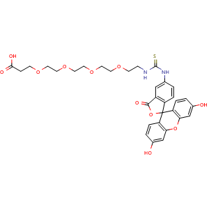 Chemical structure of 5-FITC-PEG4-COOH , CAS 1807518-76-8, AChemBlock AD287216
