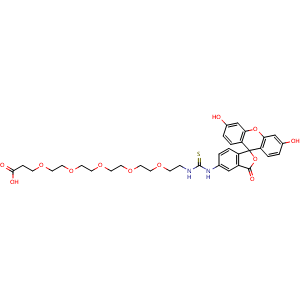 Chemical structure of 5-FITC-PEG5-COOH , CAS 2183440-40-4, AChemBlock AD287219