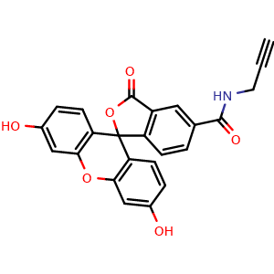 Chemical structure of 5-FAM alkyne , CAS 510758-19-7, AChemBlock AD287221