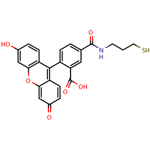 Chemical structure of 5-FAM-C3-SH , AChemBlock AD287222