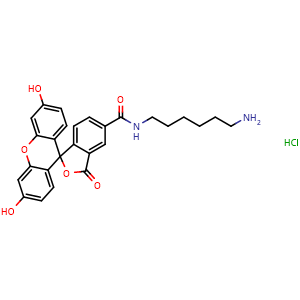Chemical structure of 5-FAM amine HCl , CAS 2183440-41-5, AChemBlock AD287224