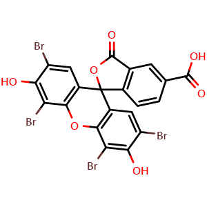 Chemical structure of 2',4',5',7'-Tetrabromo-3',6'-dihydroxy-3-oxo-3H-spiro[isobenzofuran-1,9'-xanthene]-5-carboxylic acid , CAS 202480-98-6, AChemBlock AD287227