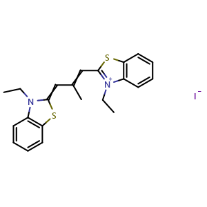Chemical structure of 3,3'-Diethyl-9-methylthiacarbocyanine iodide , CAS 3065-79-0, AChemBlock AD287242