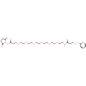 Chemical structure of SPDP-PEG6-NHS ester , CAS 1818294-32-4, AChemBlock AD287256
