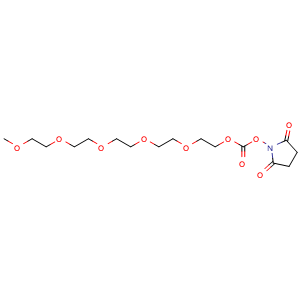 Chemical structure of m-PEG5-succinimidyl carbonate , CAS 1058691-00-1, AChemBlock AD287290