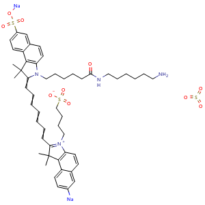 Chemical structure of Disulfo-ICG-amine , AChemBlock AD287348