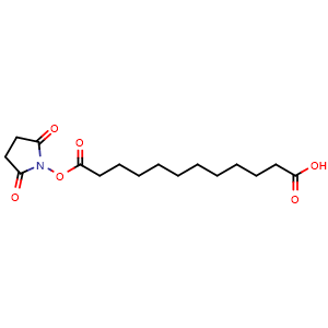 Chemical structure of 12-((2,5-Dioxopyrrolidin-1-yl)oxy)-12-oxododecanoic acid , CAS 204521-73-3, AChemBlock AD287358