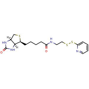 Chemical structure of PDTE-Biotin [biotin-[2-(2-pyridyldithio)ethylamide]] , CAS 112247-65-1, AChemBlock AD287371