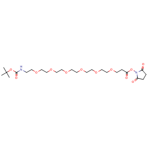 Chemical structure of t-Boc-N-amido-PEG6-NHS ester , CAS 2980577-41-9, AChemBlock AD287374