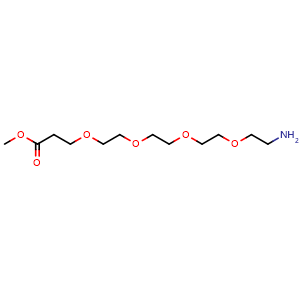 Chemical structure of NH2-PEG4-COOMe , CAS 1263044-69-4, AChemBlock AD287375