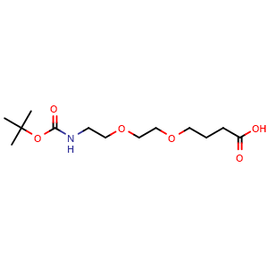 Chemical structure of Boc-NH-PEG2-C3-acid , CAS 1263044-22-9, AChemBlock AD287382