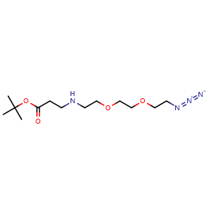 Chemical structure of Azide-PEG2-NH-CH2CH2-COOtBu , CAS 2377228-45-8, AChemBlock AD287415