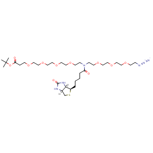 Chemical structure of N-(Azido-PEG3)-N-biotin-PEG4-Boc , AChemBlock AD287429
