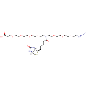 Chemical structure of N-(Azido-PEG3)-N-biotin-PEG4-acid , AChemBlock AD287430