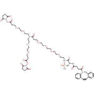 Chemical structure of N-Sulfho-DBCO-PEG4-N-bis(PEG2-NHS ester) , AChemBlock AD287433