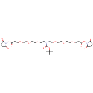 Chemical structure of N-Boc-N-bis(PEG3-NHS ester) , CAS 2055042-31-2, AChemBlock AD287436