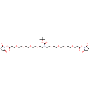 Chemical structure of N-Boc-N-bis(PEG4-NHS ester) , CAS 2093153-08-1, AChemBlock AD287437