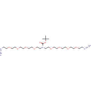 Chemical structure of N-Boc-N-bis(PEG4-azide) , CAS 2055041-25-1, AChemBlock AD287440