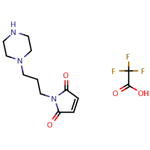Chemical structure of 1-(3-Piperazin-1-ylpropyl)pyrrole-2,5-dione (TFA salt) , CAS 1882105-67-0, AChemBlock AD287457