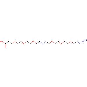 Chemical structure of N-(Azido-PEG3)-NH-PEG3-acid , CAS 2183440-72-2, AChemBlock AD287465
