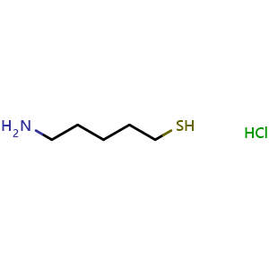 Chemical structure of 5-Aminopentane-1-thiol hydrochloride , CAS 31110-78-8, AChemBlock AD287489