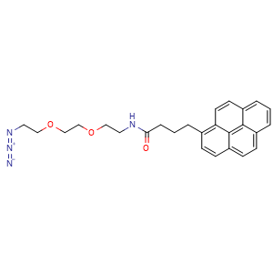 Chemical structure of 1-Pyrenebutyric acid-PEG2-azide , CAS 2252168-06-0, AChemBlock AD287497