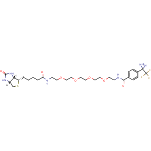 Chemical structure of 4-CF3-diazirine-PEG4-biotin , AChemBlock AD287512