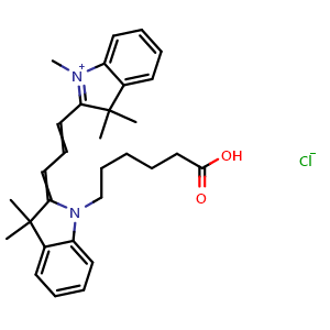 Chemical structure of Cyanine3 carboxylic acid , CAS 1032678-01-5, AChemBlock AD287518