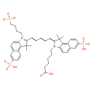 Chemical structure of TriSulfo-Cy5.5 carboxylic acid , CAS 210834-26-7, AChemBlock AD287527