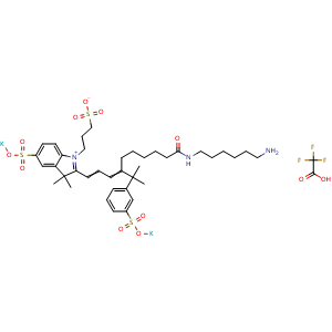 Chemical structure of TriSulfo-Cy3 amine(TFA salt) , AChemBlock AD287534