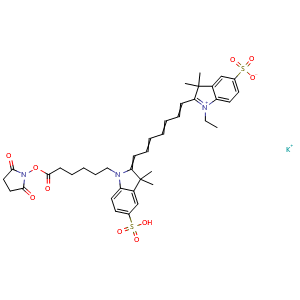 Chemical structure of DiSulfo-Cy7 NHS ester(Ethyl) , CAS 855309-68-1, AChemBlock AD287543